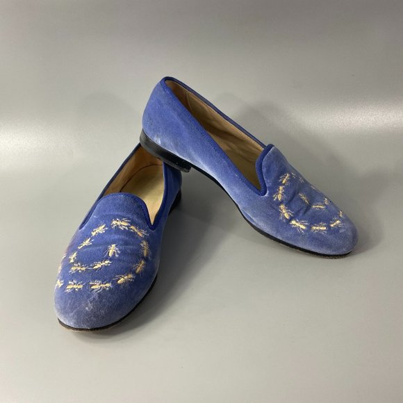 Stubbs & Wootton Shoes - Stubbs & Wootton Blue Velvet Loafers, Size 7